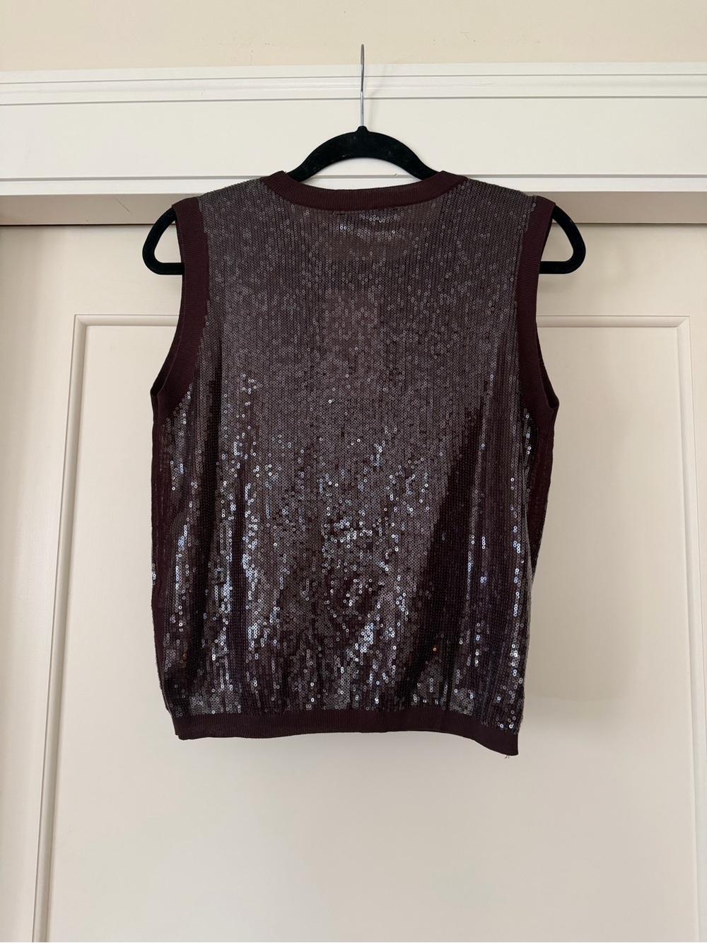 Zara Chocolate Brown Sequin Sleeveless Knit Shell Top Size L NWT - Picture 6 of 6